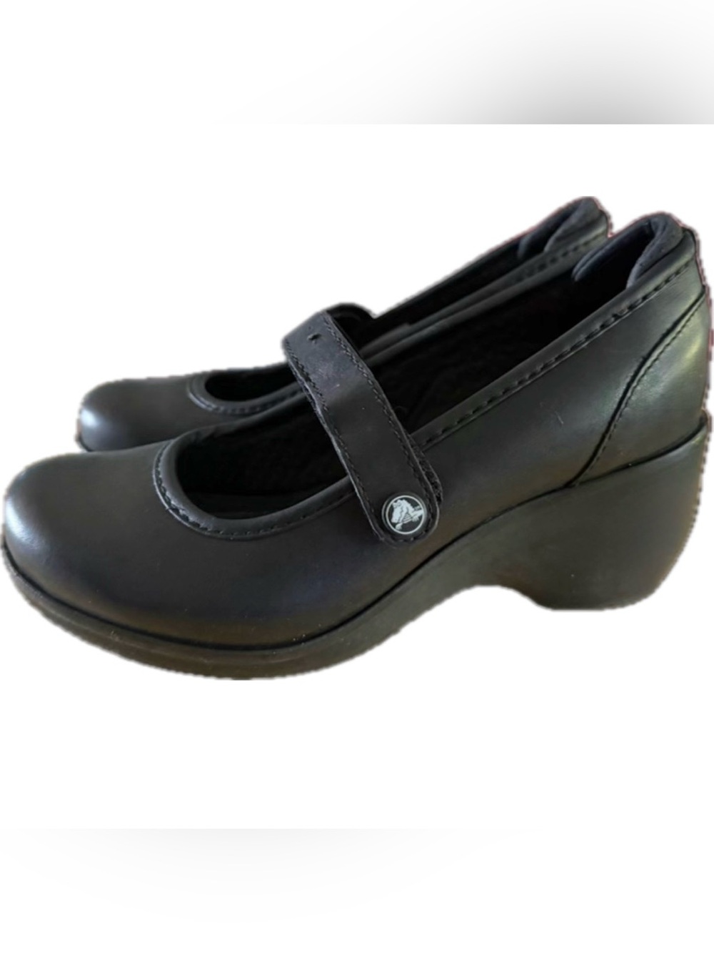 CROCS Black Ginger Mary Jane Wedges - Size 6W
